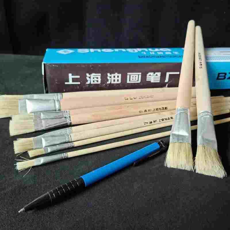 上海生花白杆猪鬃油画笔刷漆刷子猪毛硬毛笔刷鞋材清洗刷胶长杆笔