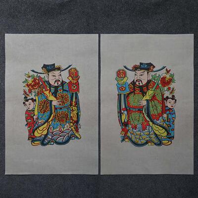 大副正宗武强年画富贵门神朝官门神文武财神马到成功关公关胜