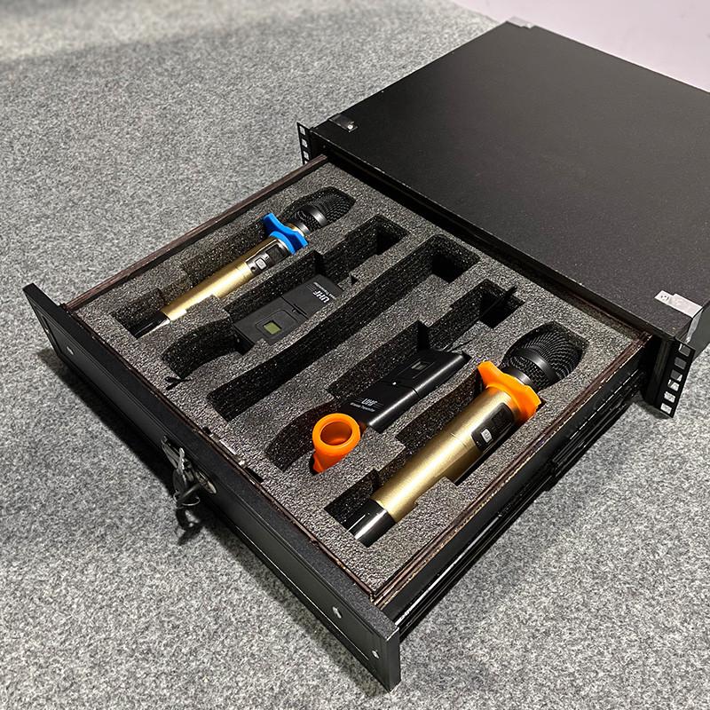 带锁19寸2U抽屉适合ABS航空箱话筒机柜3U实木麦克风接收器工程箱