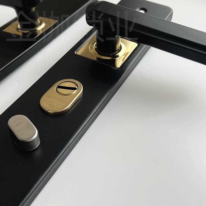 防盗门黑色把手入户门拉手大门锁可调方向标准孔距铝合金门锁具