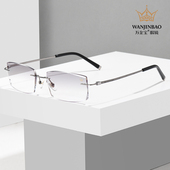 万金宝无框钻石切边眼镜超轻纯钛镜架高端轻奢近视眼镜W777