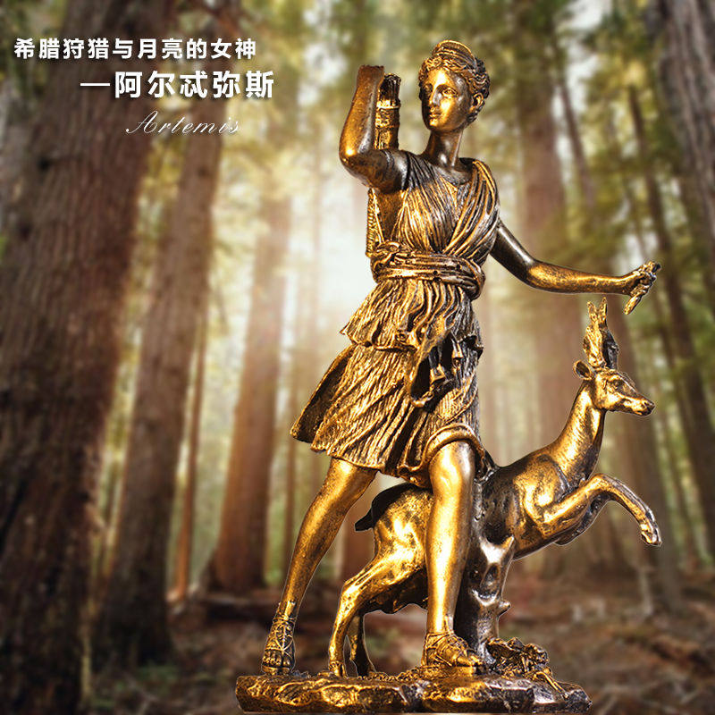阿尔忒弥斯月亮女神复古工艺品创意咖啡咖啡馆希腊神话摆件