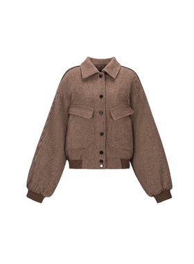 【羊毛巴恩棉夹克】英伦斜纹呢阔版复古夹棉外套WT54NLH001