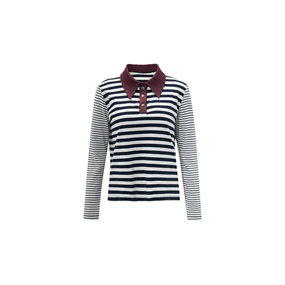 【打破条框】经典条纹百搭POLO领长袖上衣WT53AYQ179