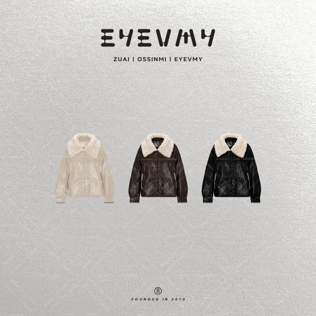 【飞行员皮羽绒】PU皮门襟格纹拼接混纺羊毛翻领外套WT540FU182