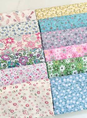 棉布绿色小清新田园布料小碎花斜纹花布格子diy全棉布