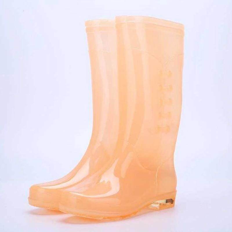 WEAR-RESISTANT MID-BARREL WARM ADULT TREND SIMPLE WOMENS WATER SHOES ANTI-SLIP LARGE SIZE COMFORTABLE FLAT STUDENT RAIN BOOTS OAK
