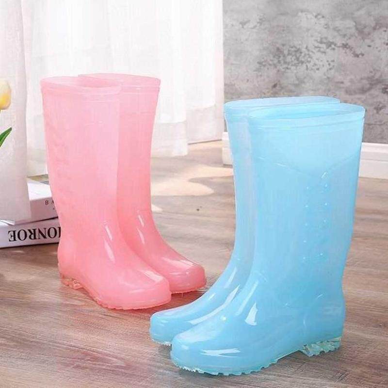 WEAR-RESISTANT MID-BARREL WARM ADULT TREND SIMPLE WOMENS WATER SHOES ANTI-SLIP LARGE SIZE COMFORTABLE FLAT STUDENT RAIN BOOTS OAK