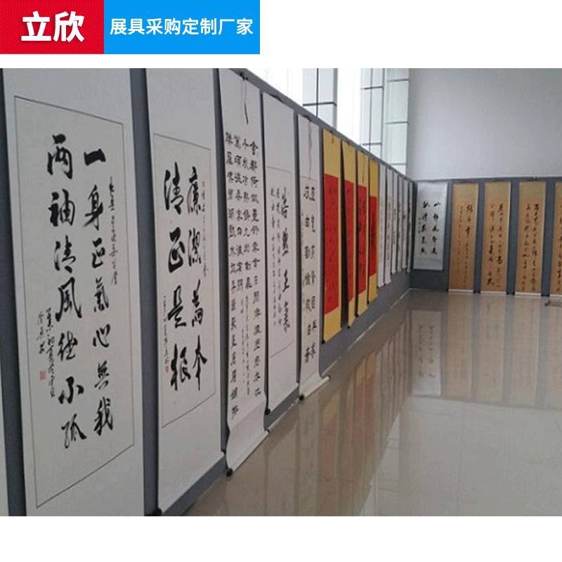 展馆展厅铝合金亚麻布书画艺术展板酒店办公隔断钢丝绳挂画展板