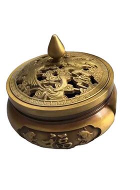 古董古玩仿古铜加厚铜器香炉烟灰缸香薰炉居家乡下收老物件