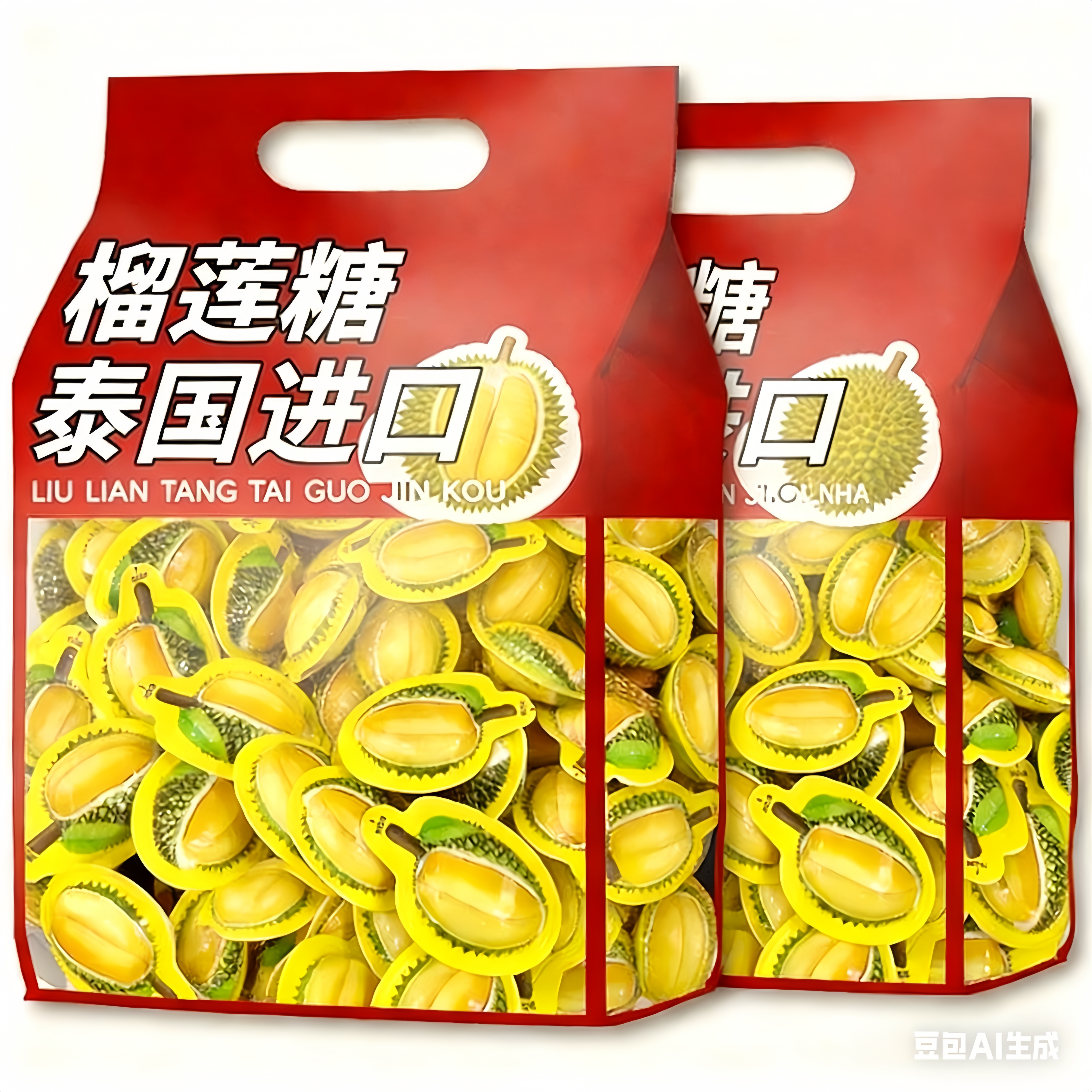 榴莲糖3d泰国原装进口正宗榴莲软糖网红年货糖果特浓奶糖休闲零食