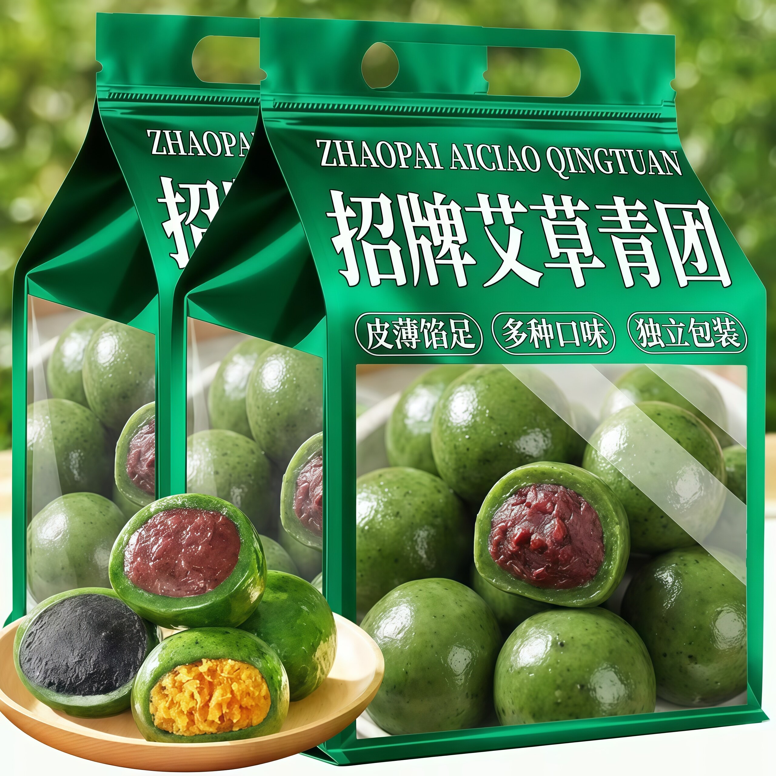 青团艾草糕点蛋黄肉松手工青团图片