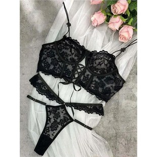 Sexy Female Transparent Lingerie Romantic Brief Bra Sets