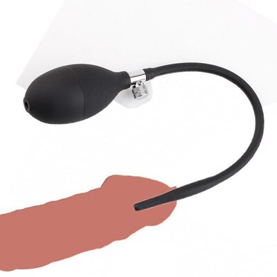 Pump up silicone Beaded Urethral Insert Cum-Thru Penis Plug