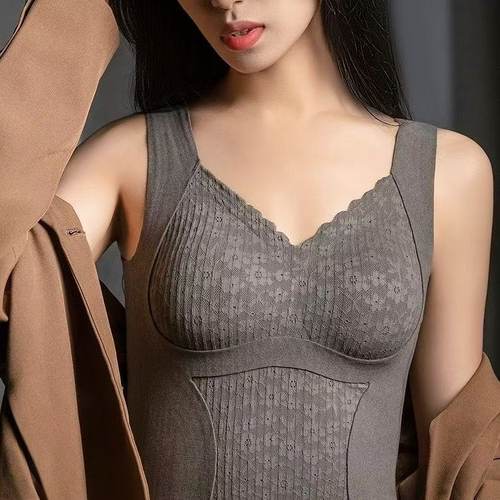 舒适自带打底保暖内衣双面磨绒速暖自发热胸垫无痕女士668保暖