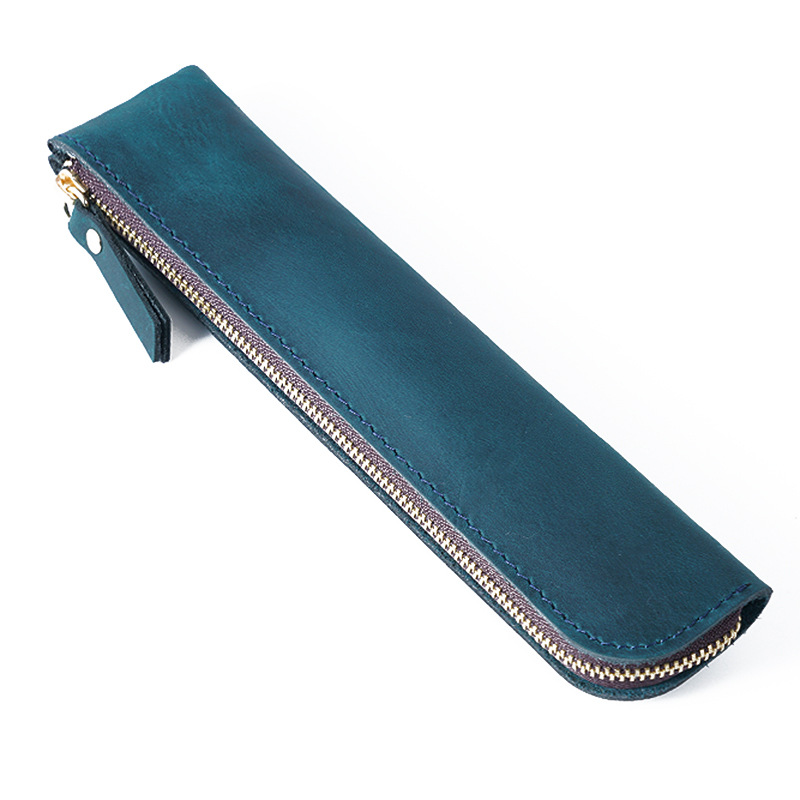 简约小笔袋迷你便携牛皮钢笔套学生高级感办公文具钢笔笔盒保护套