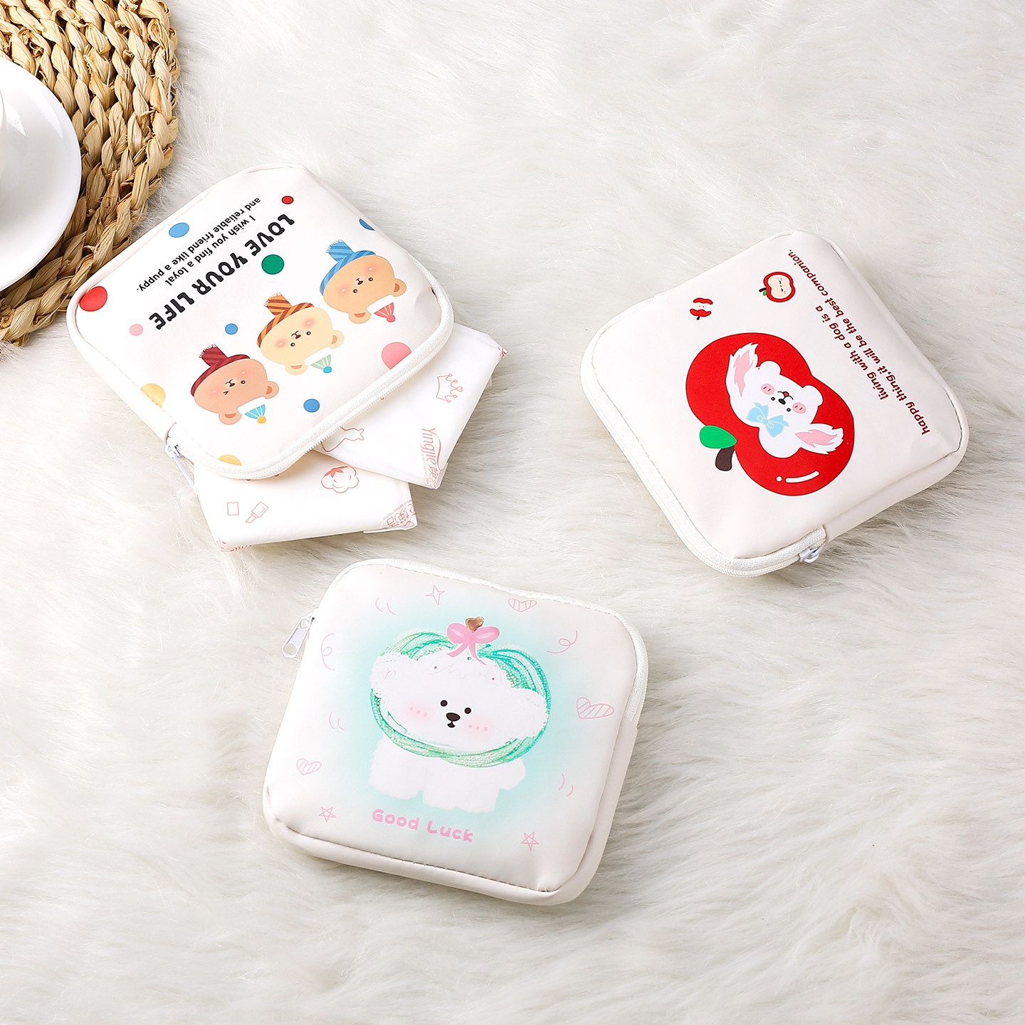 可爱卡通姨妈巾收纳包月事包女便携学生用装放卫生巾的小包收纳袋