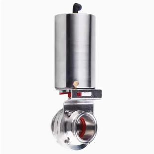 若腾304不锈钢卫生级快装气动粉尘蝶阀卡箍卡盘软密封立式单作用