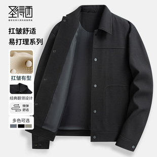 圣得西翻领商务休闲夹克2026年春款 弹力加厚棉服外套男 中青年工装