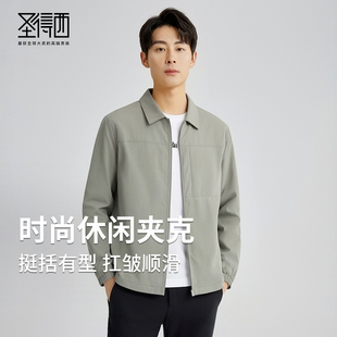 风复古衬衫 圣得西时尚 工装 美式 上衣 翻领夹克外套男2025冬冬新款