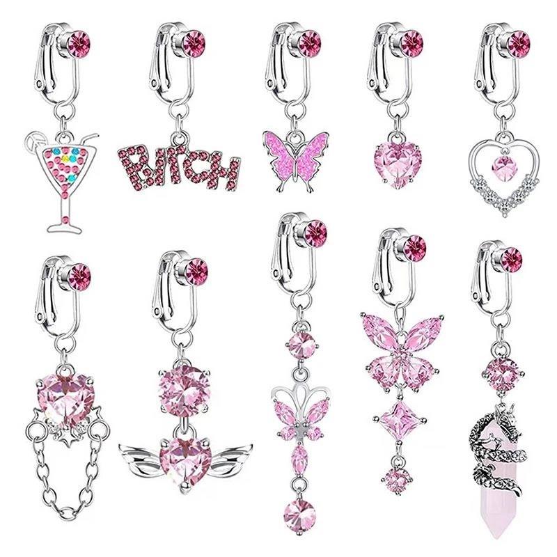 New Faux Belly Butterfly Fake Belly Piercing Heart Zircon