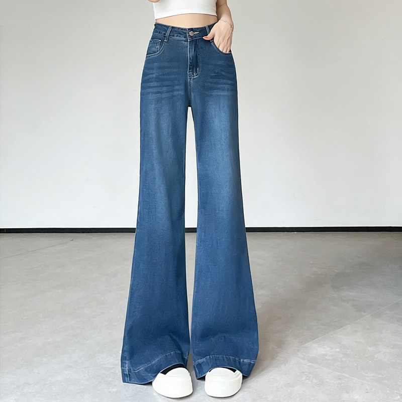 拉夏贝尔喇叭裤女春季2026新款高腰显瘦垂感宽松不贴腿微喇牛仔裤,女装/女士精品,牛仔裤,淘宝优惠券,粉丝福利购,淘宝优惠卷