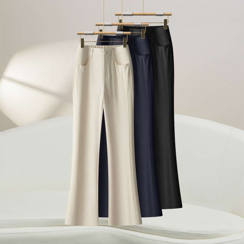 拉夏贝尔气质微喇裤女2026春季新款高腰显瘦休闲裤垂感喇叭西装裤,女装/女士精品,休闲裤,淘宝优惠券,粉丝福利购,淘宝优惠卷