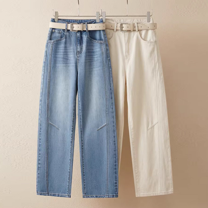 拉夏贝尔卡其色弯刀牛仔裤女2025春夏新款高腰显瘦垂感阔腿裤长裤,女装/女士精品,牛仔裤,淘宝优惠券,粉丝福利购,淘宝优惠卷