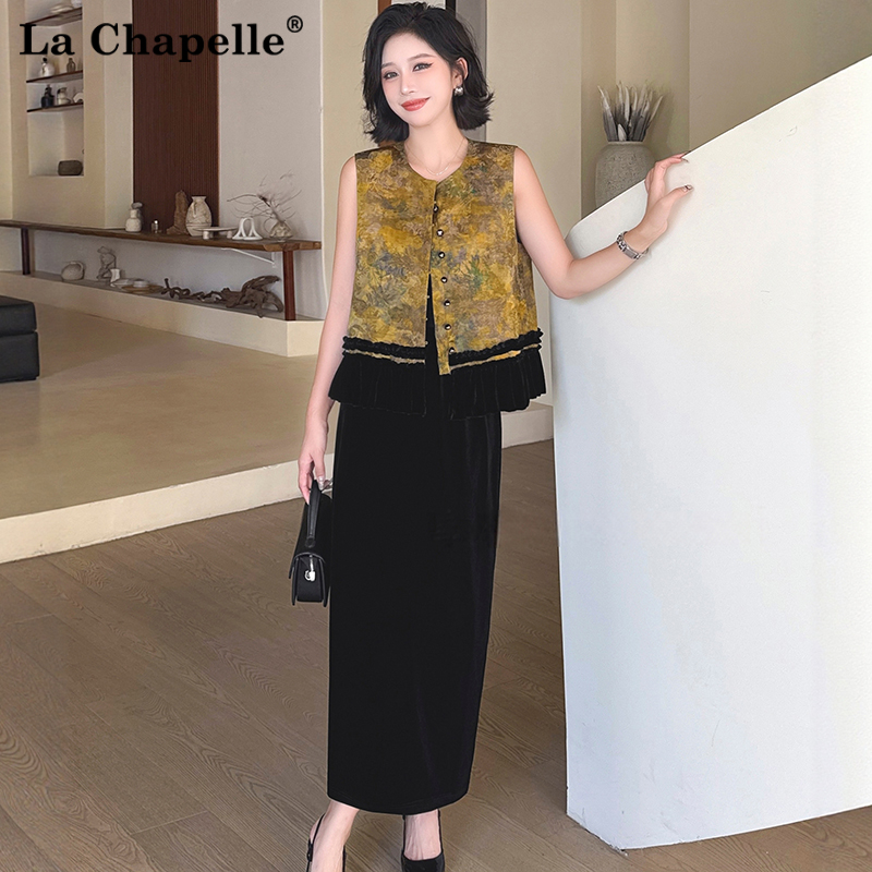 拉夏贝尔新中式国风马甲女2025