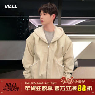 IIILLL童锦程“一件过冬”龙牌座山雕夹克男仿水貂毛连帽加厚外套