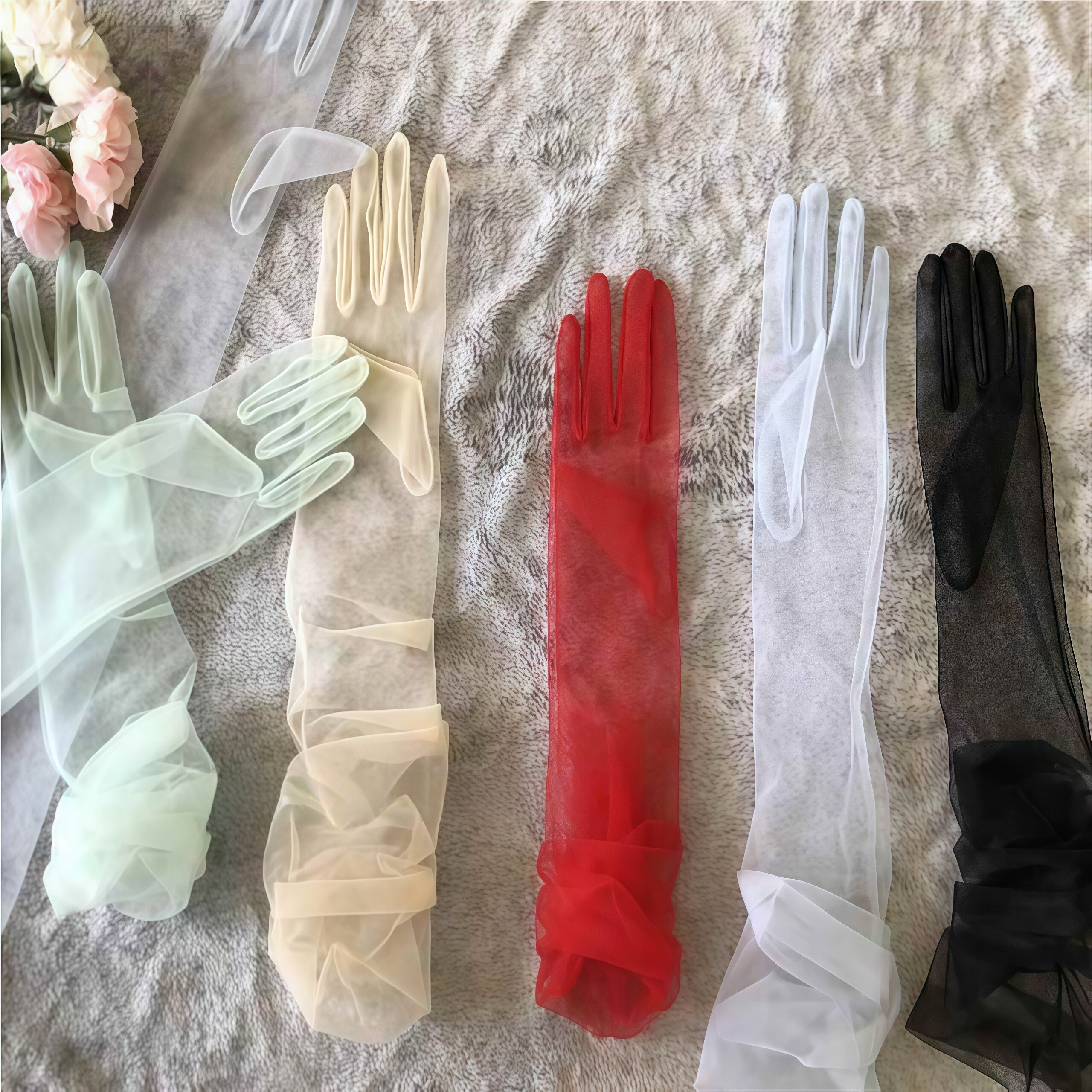 【活动专享】新娘手套晚礼服袖套结婚纱蕾丝薄纱新款拍照用长款婚