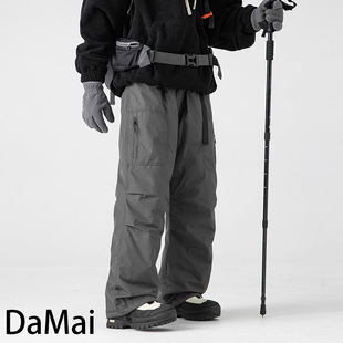 德国冬季新款冲锋羽绒裤男款耐磨工装裤登山滑雪户外休闲保暖长裤