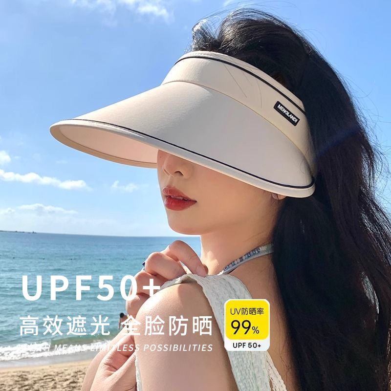 2025年新款夏季空顶遮阳防晒帽男女同款uv防紫外线遮脸大檐太阳帽