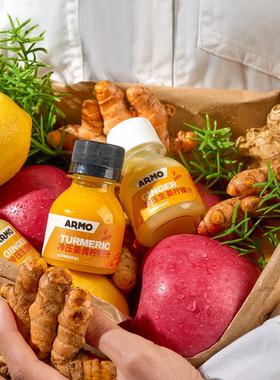 ARMO冷压hpp姜黄生姜柠檬汁姜黄素0添加健身养生gingershot60ml*8
