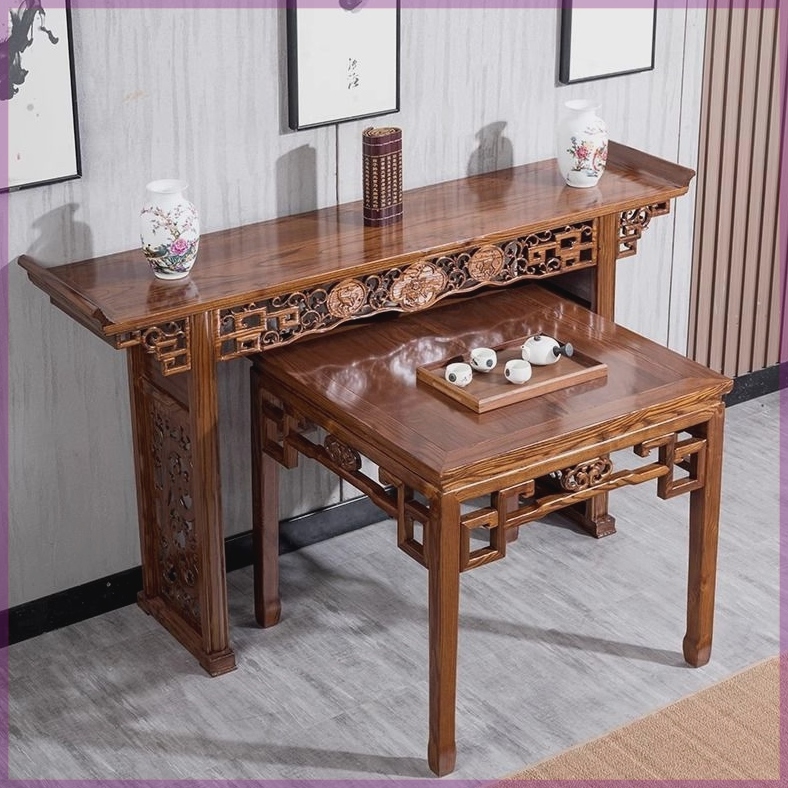 中式实木条案供桌香案家用玄关桌佛台财神台佛台榆木农村中堂条几
