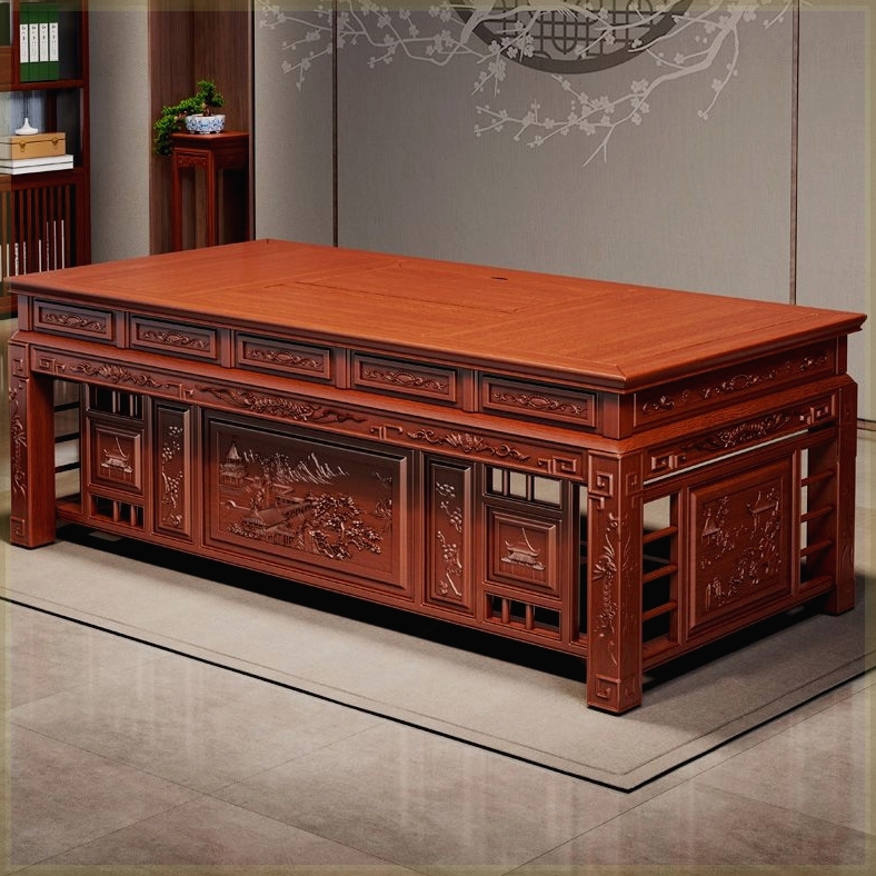 新款中式办公桌实木书桌椅组合老板桌书房书法写字桌中医诊桌包邮