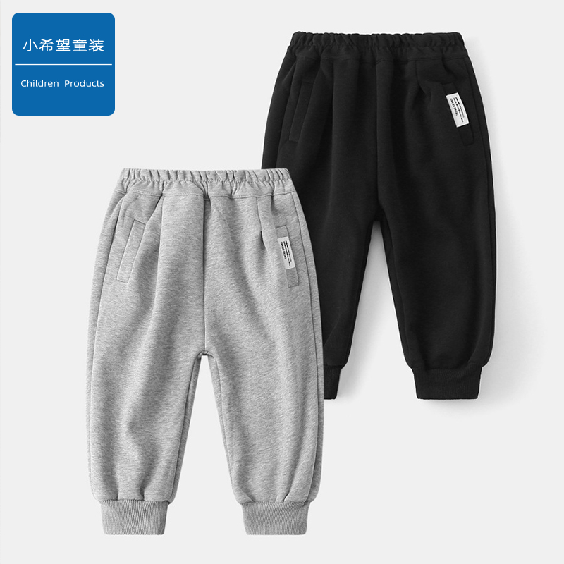 男童加厚长裤加绒保暖运动裤