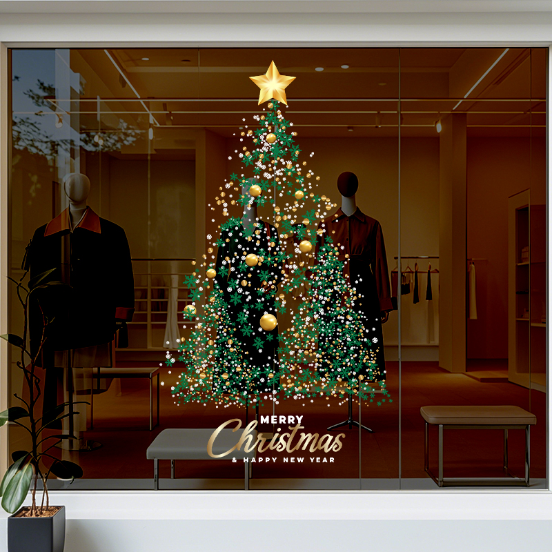 圣诞节氛围静电贴纸窗贴
