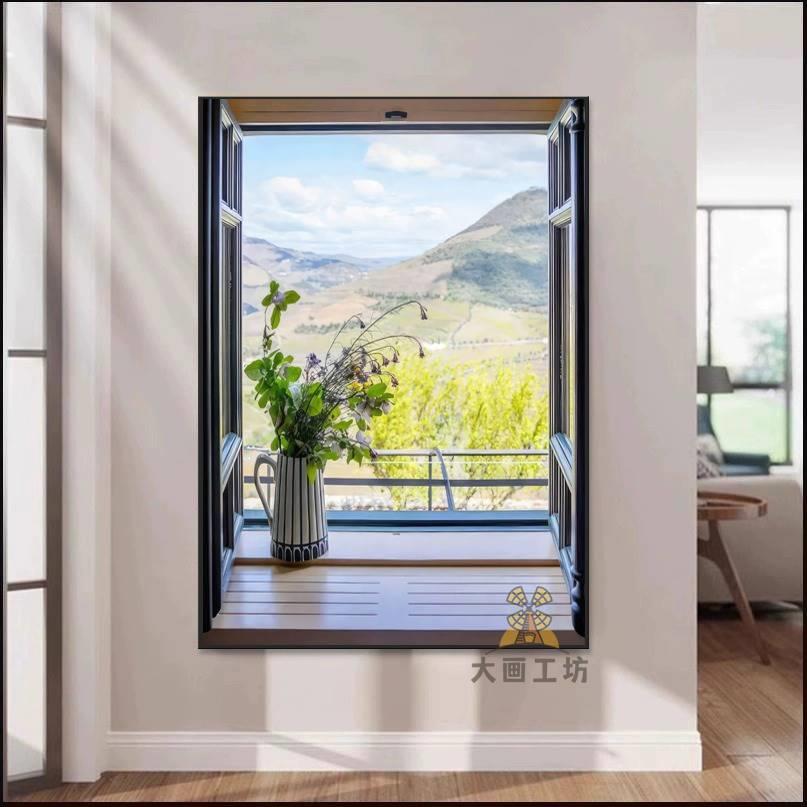 油画风春暖花开大幅开窗风景画假现代装饰画