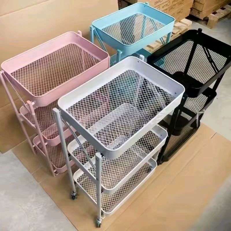 厨房多层收纳车PP带轮收纳架婴儿用品小推车可移动多功能置物架