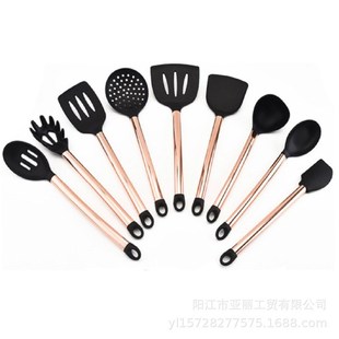 不粘鍋烹飪密勺G鏟密鏟撈籬粉抓密更刮刀湯 跨境硅膠鍍金廚具套裝