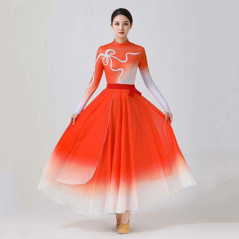 古典舞蹈服女新款开场舞演出服中国风现代舞连体大摆裙舞台表演服