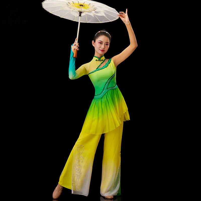 古典舞演出服女飘逸广场舞扇子舞蹈服装新款套装秧歌舞伞舞民族舞