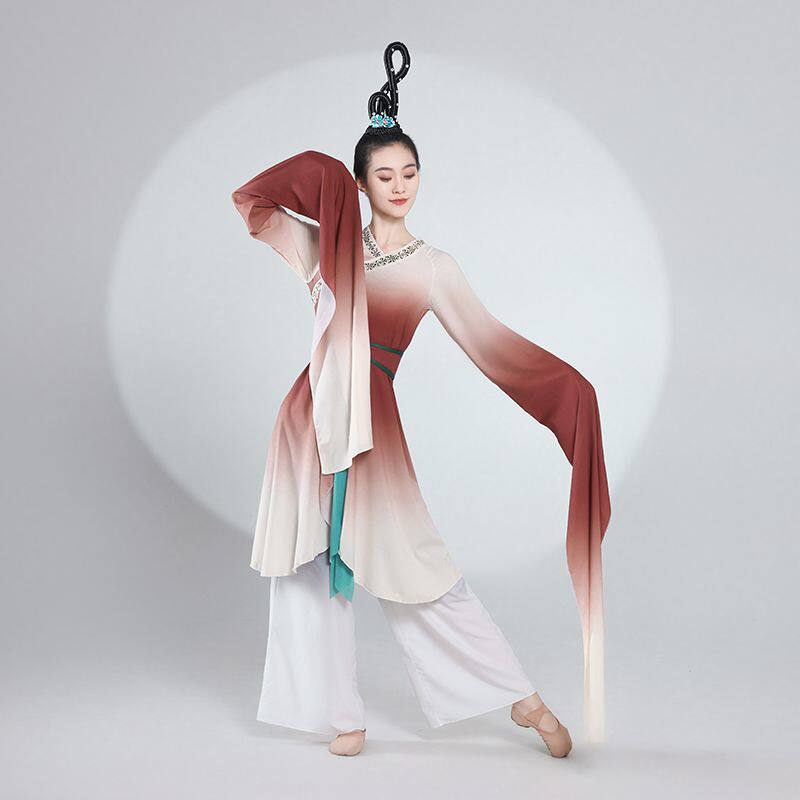 新款古典舞蹈水袖练功中国表演博物馆之夜汉唐服舞蹈练功服表演服