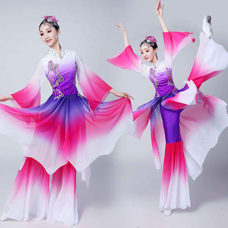 古典舞演出服装女成人飘逸扇子舞伞舞秧歌服民族舞蹈广场舞表演服