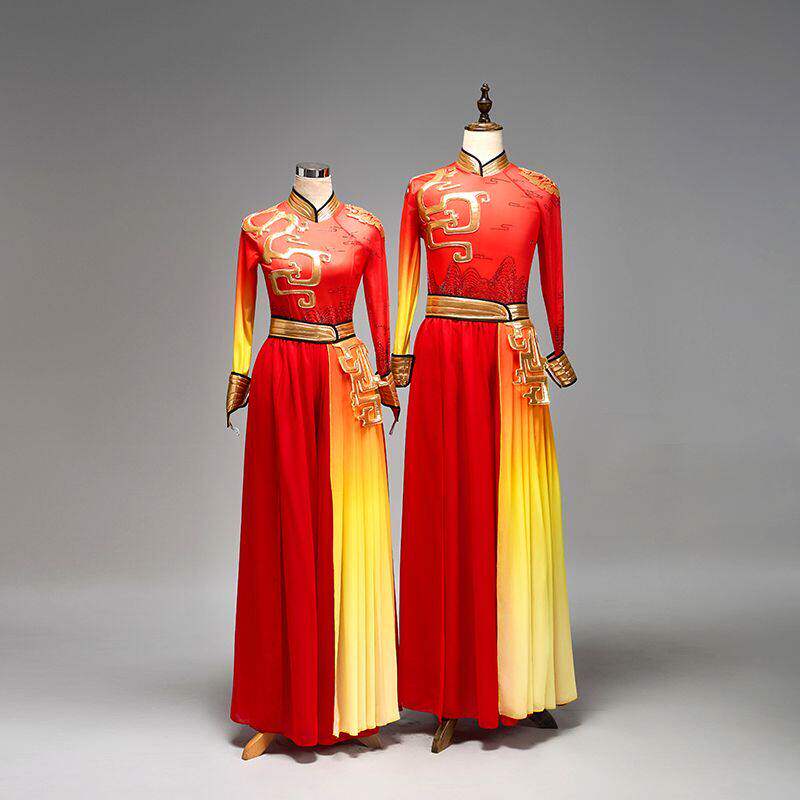 新款打鼓演出服男女中国喜庆秧歌服腰鼓威风现代民族古典舞蹈服装