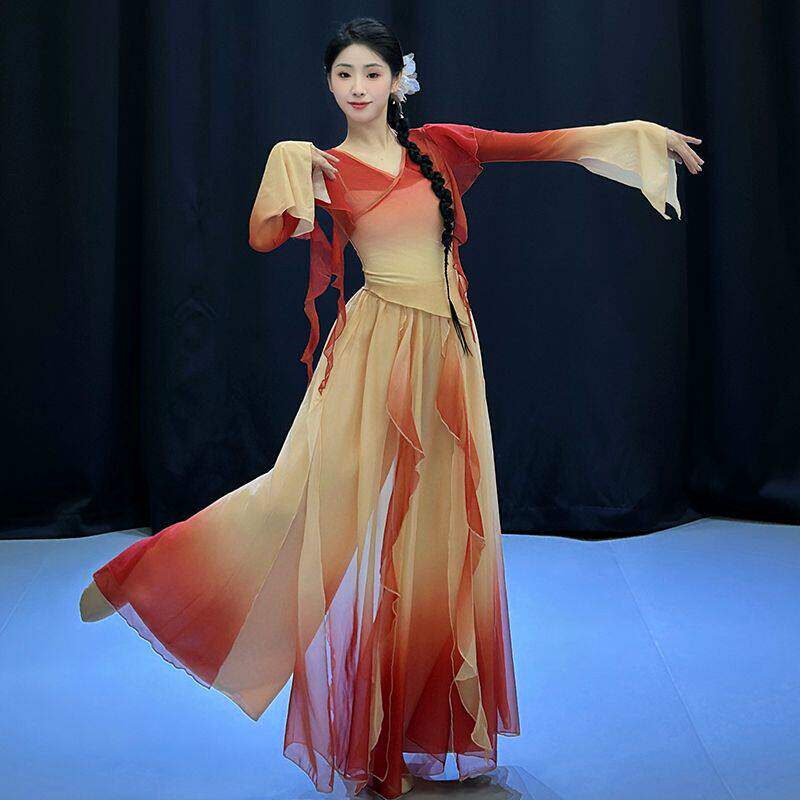 古典舞服装女飘逸身韵超仙纱衣裙裤练功舞训表演服套装跳舞衣服