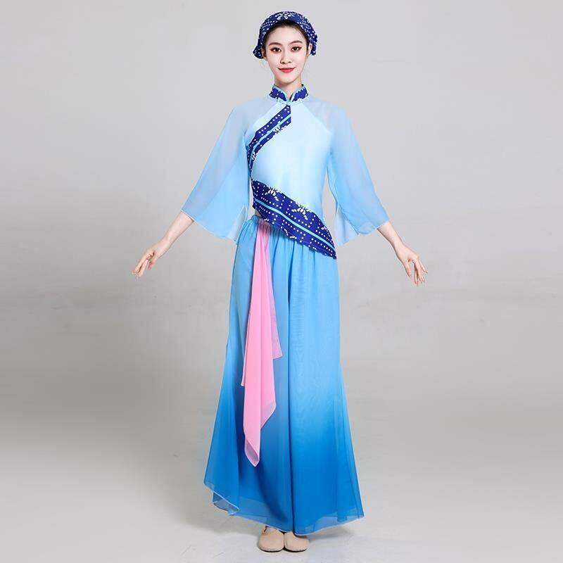 2024春晚采茶舞曲伴舞演出服新款采茶舞服装广场舞套装民族舞蹈服