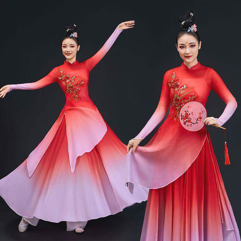 古典舞新款中国秧歌现代演出服扇子舞蹈服装舞蹈服装套装飘逸表演