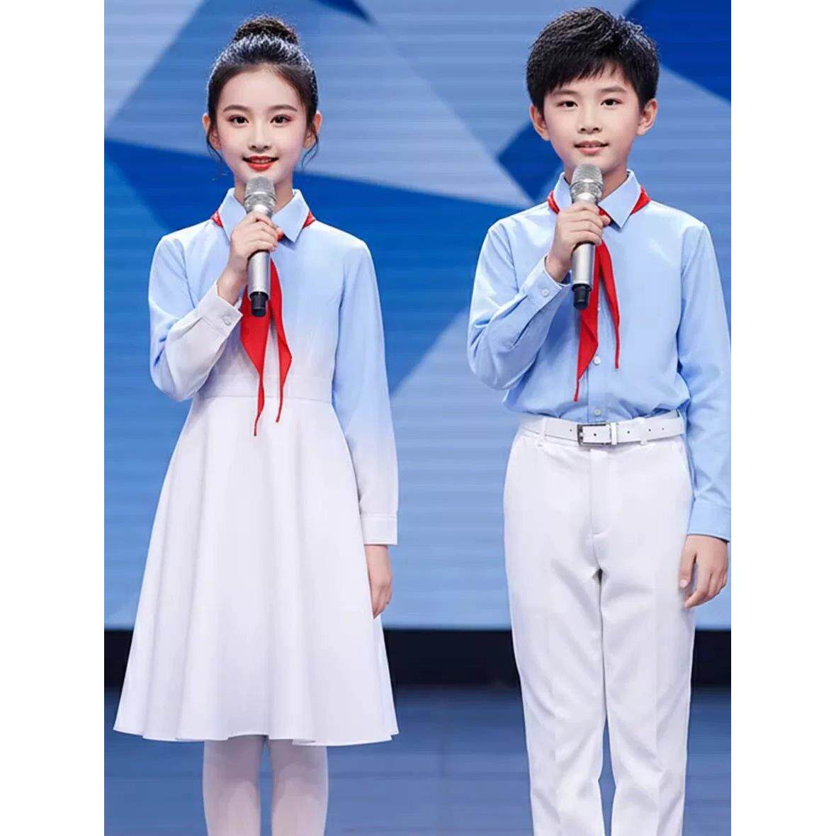 六一儿童大合唱团演出服中小学生诗歌朗诵集体运动会开幕式朗诵服